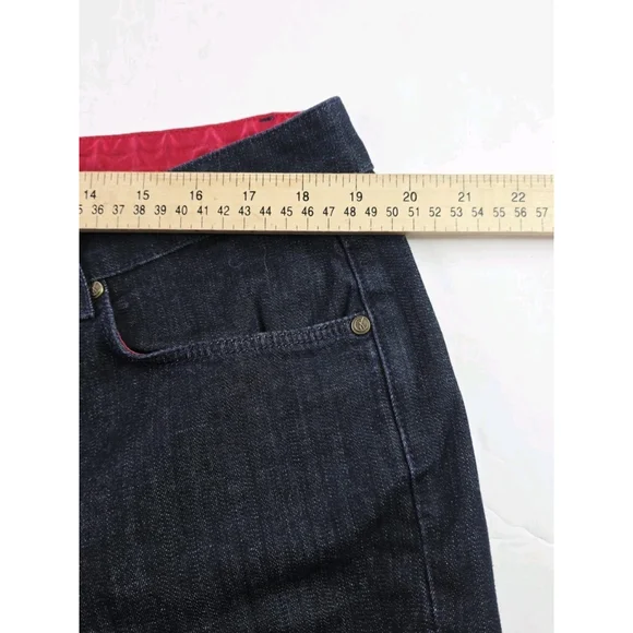 CJ by Cookie Johnson Womens Dark Wash 5 Pocket Grace Bootcut Denim Blue Jeans 38 - Picture 3 of 6